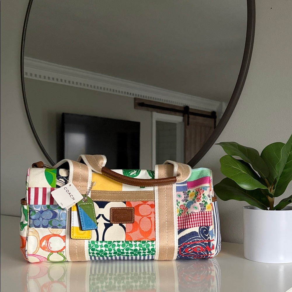 Nwt Y2k Coach Multicolor Patchwork Boston/Duffle … - image 1